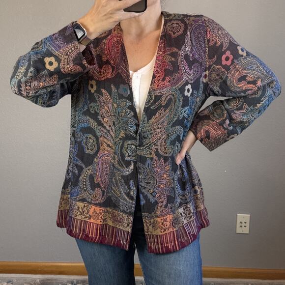 Soft Surroundings Paloma Pashmina Paisley Jacket Size M Boho Western Multicolor - Picture 1 of 9